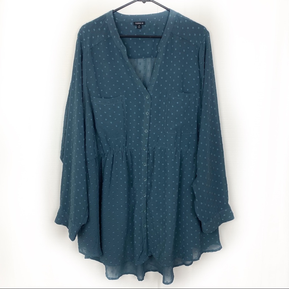 Torrid Swiss Dot Babydoll Tunic Semi Sheer
